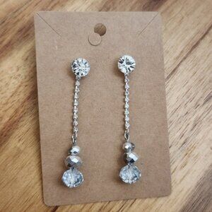 Clear Round Beaded Dangle Earrings